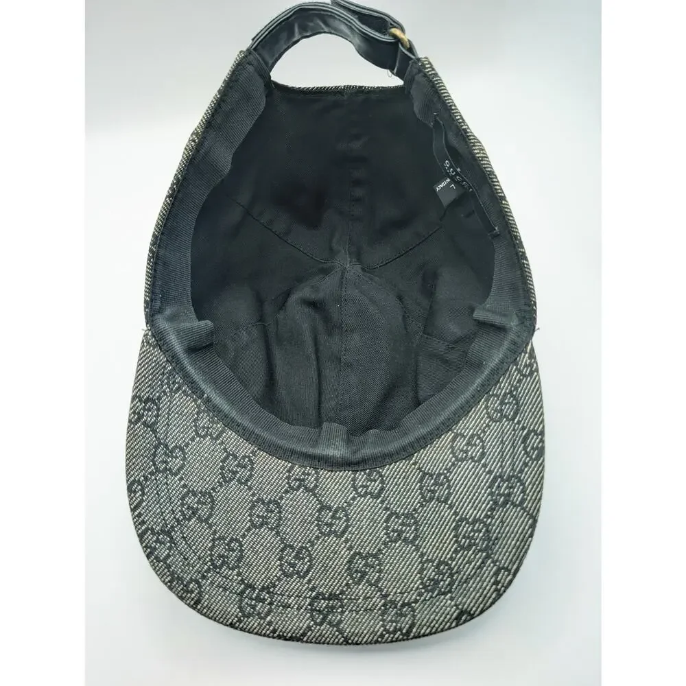 Auth GG Black Canvas/Gold Hardware Baseball Cap Unisex Size Large w/ Dust Bag